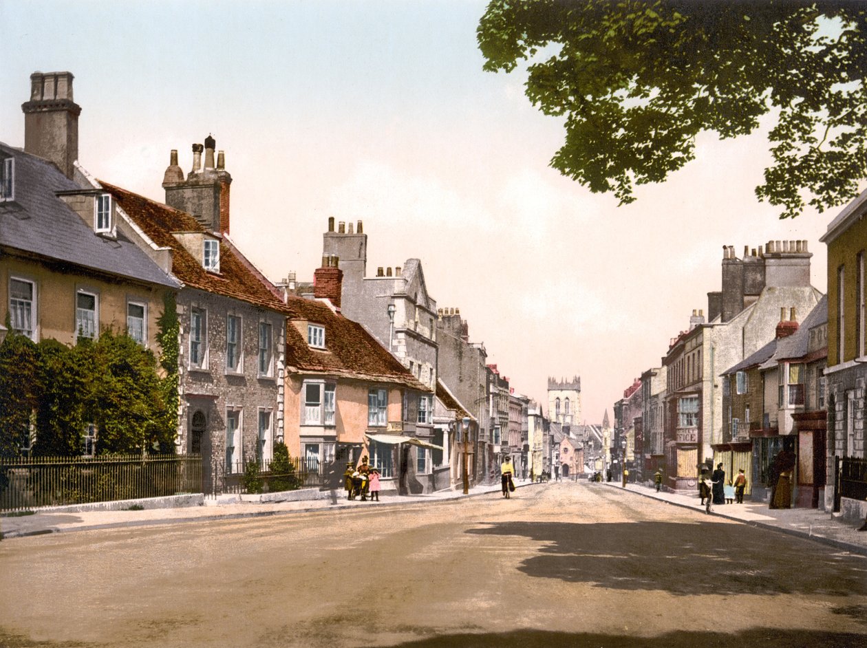 High Street, Dorchester (håndfarget bilde) av English School