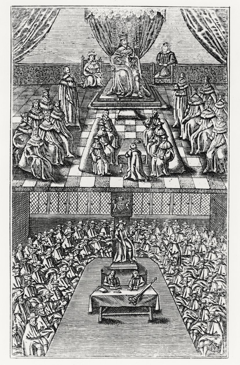 Houses of Parliament i 1640 av English School