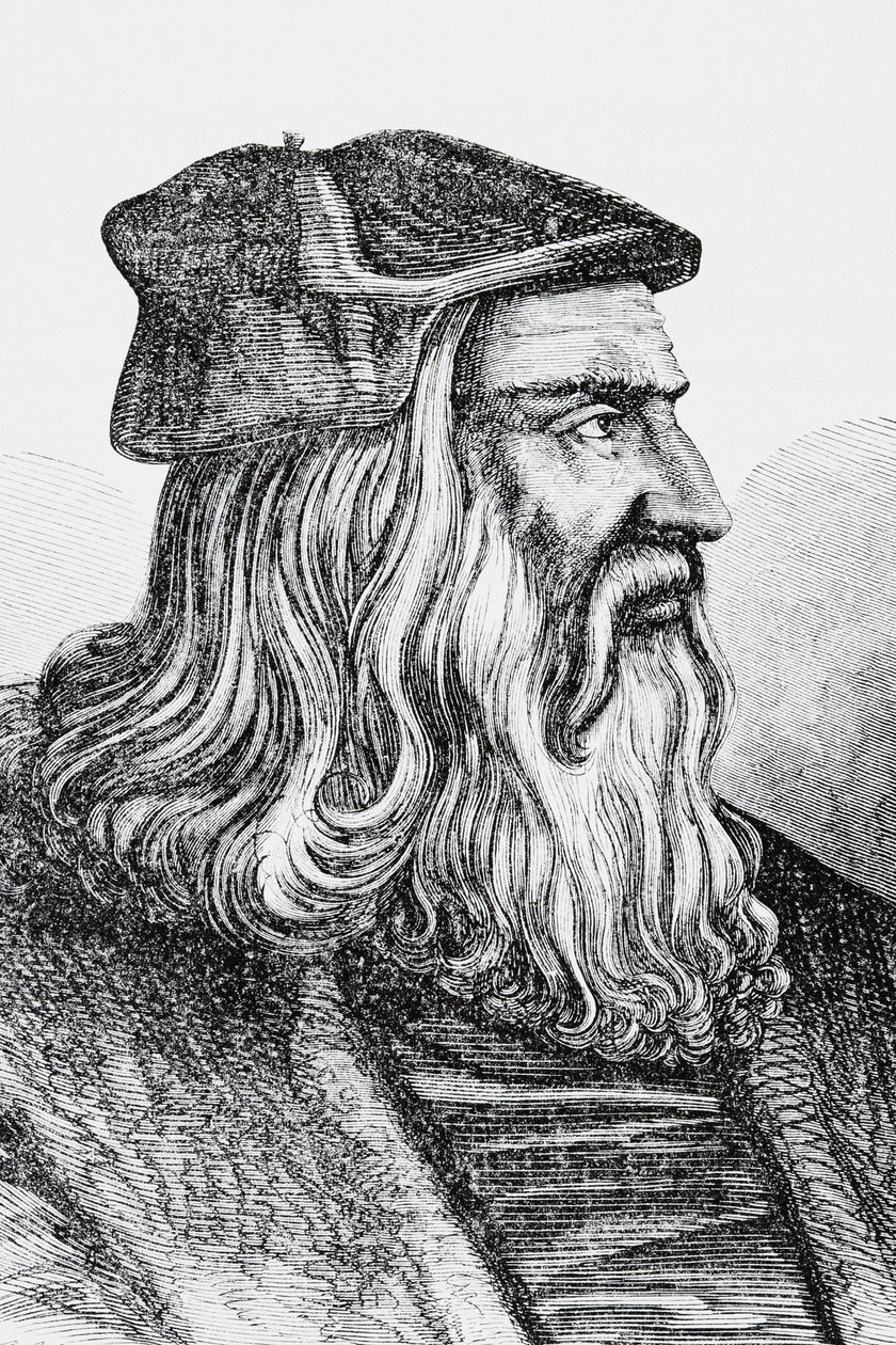 Leonardo Da Vinci (litho) av English School
