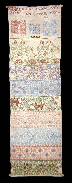 Linen Band Sampler av English School