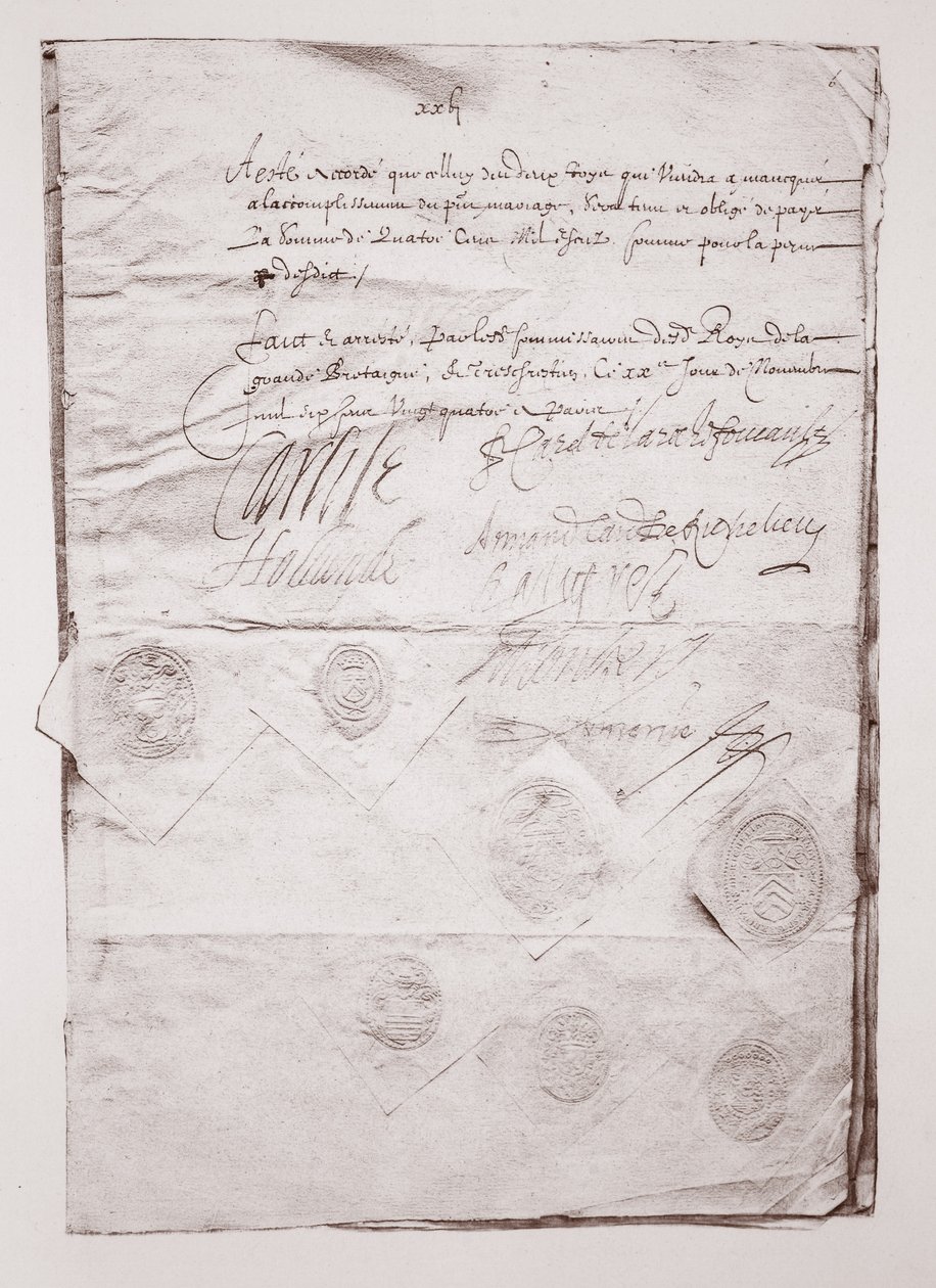 Ekteskapskontrakt til Charles I av English School