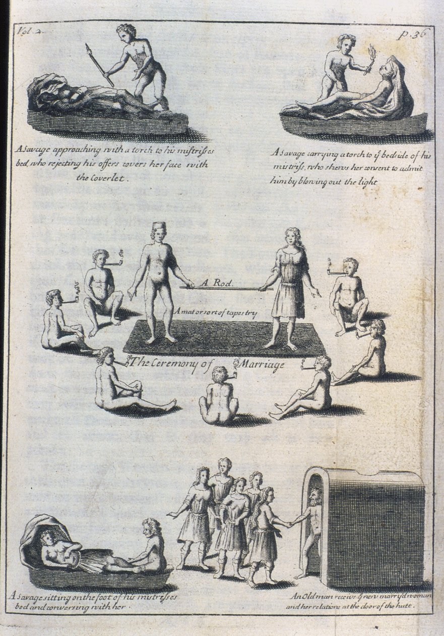 Ekteskapsskikk, 1703 (gravering av English School