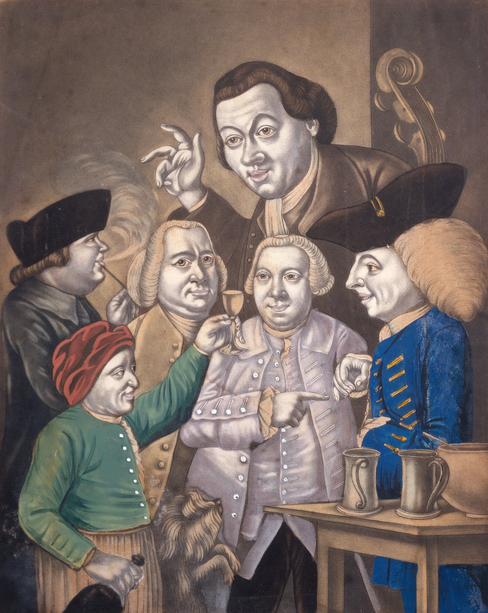 Mirth and Friendship, ca. 1770 (håndfarget mezzotint) av English School