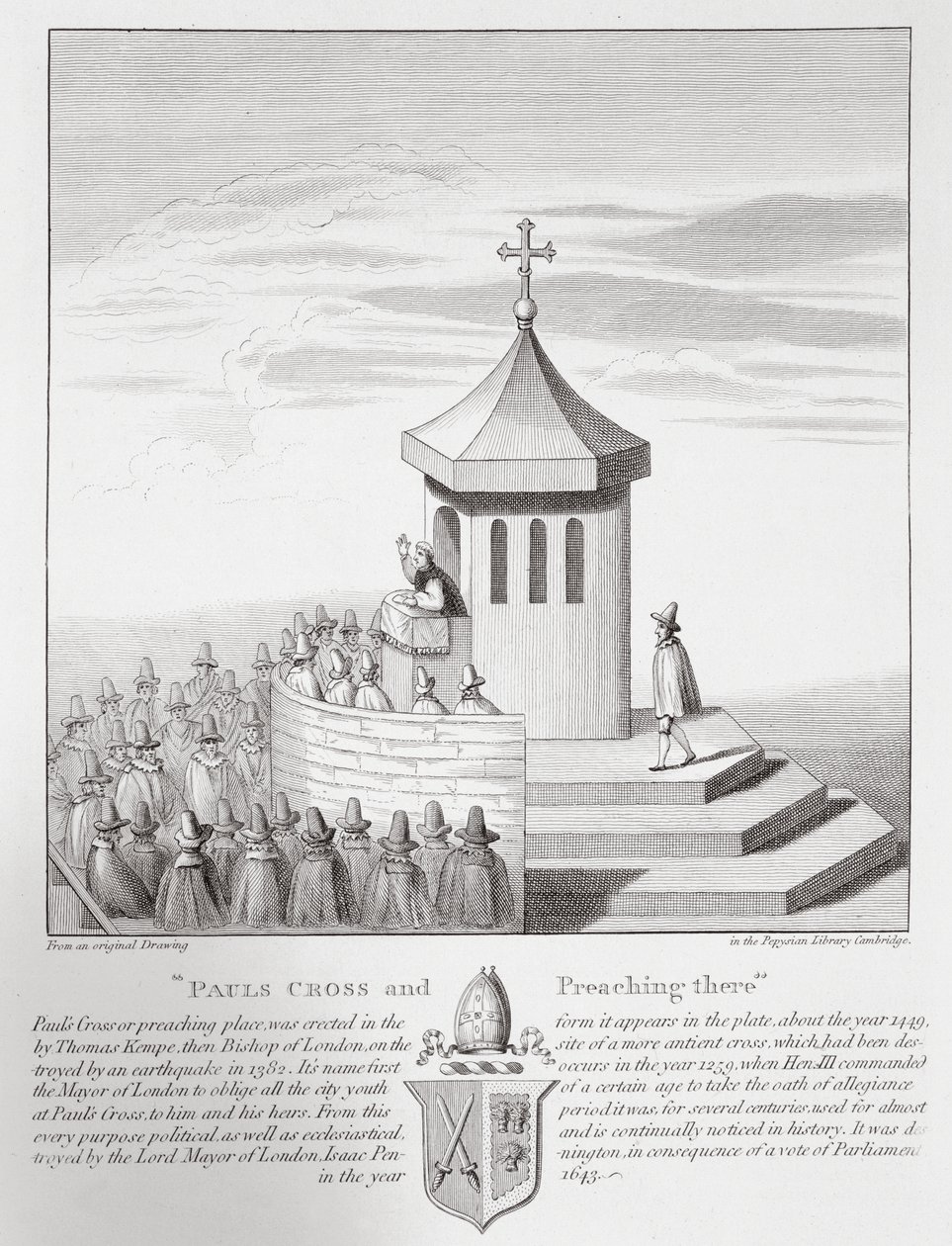 Pauls Cross and Preaching there, 1809 av English School