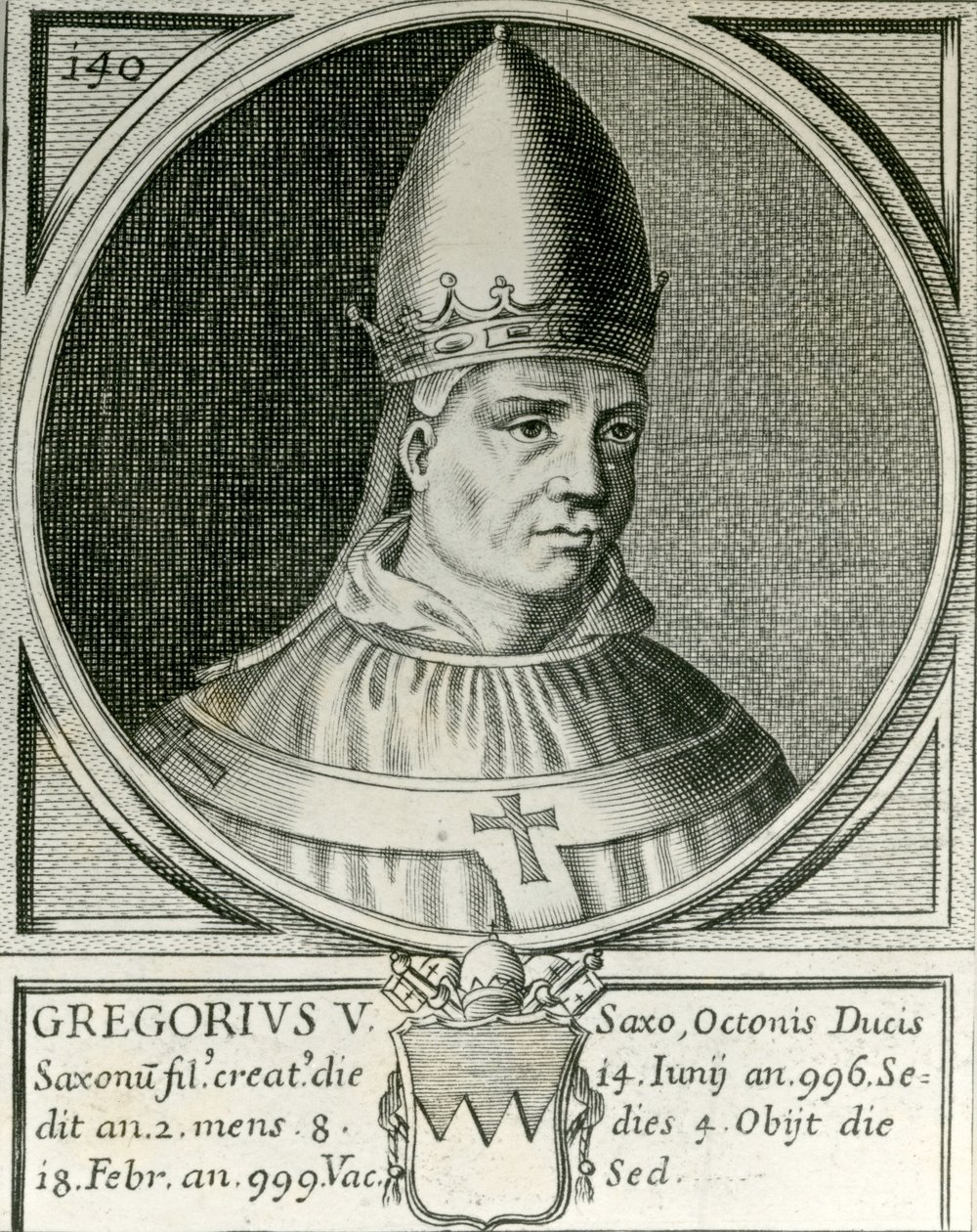 Pope Gregory V (972-999) (engraving) av English School