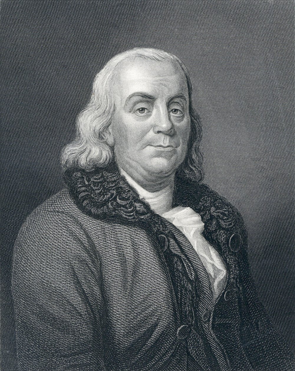Portrett av Benjamin Franklin, ca. 1833 av English School