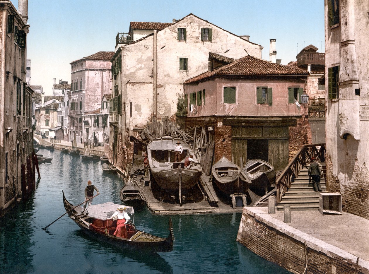 Rio della Botisella, Venezia (håndfarget bilde) av English School