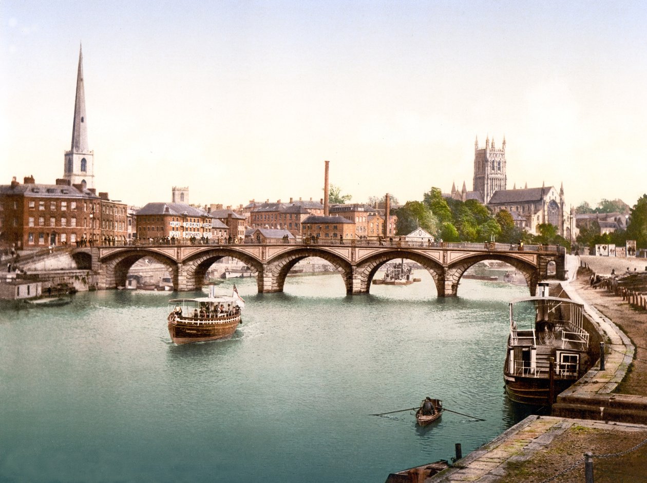 Severn Bridge, Worcester (håndfarget bilde) av English School
