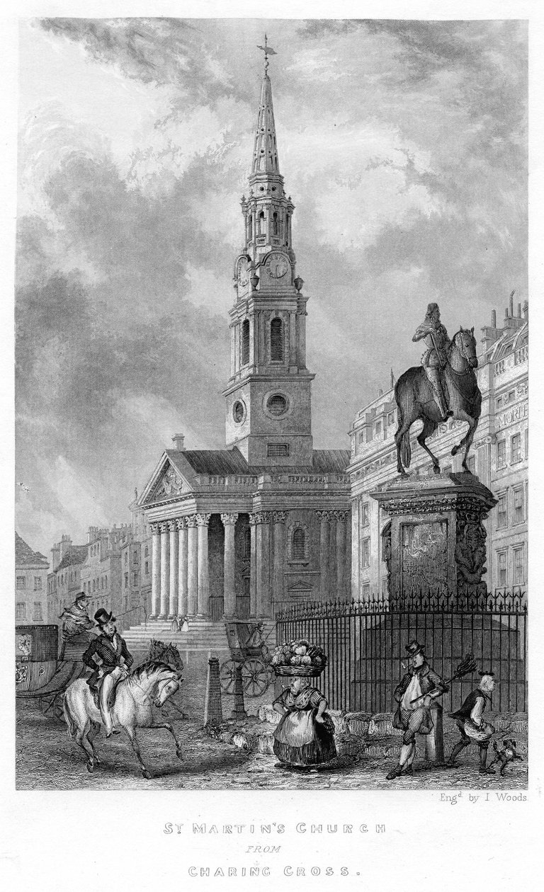 St. Martins kirke fra Charing Cross, 1837 av English School