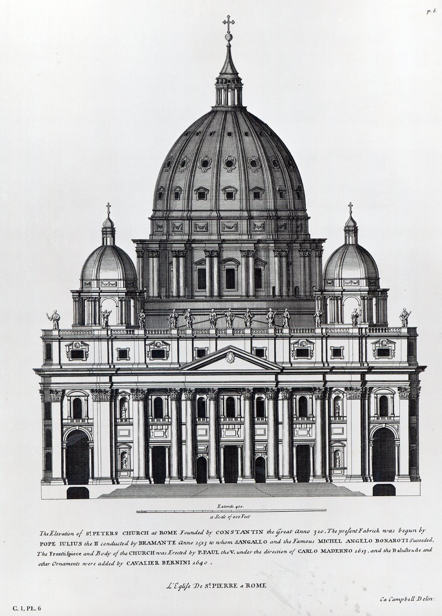 St. Peters, Roma, gravert av C. Campbell av English School