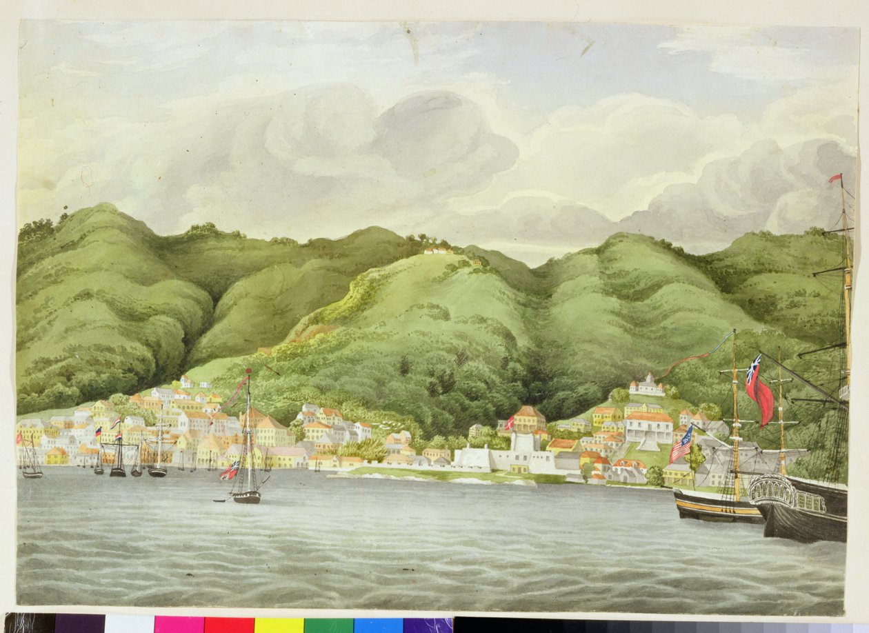 St. Thomas, ca. 1832 (wc på papir) av English School