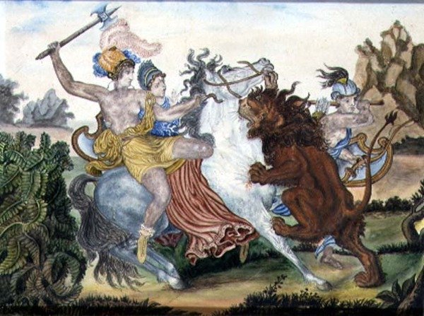 The Amazons, ca. 1830 (gouache på papir) av English School