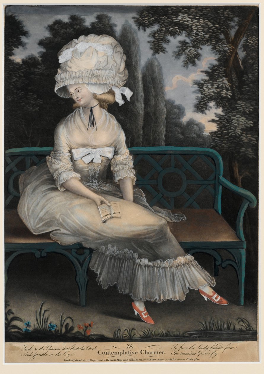 The Contemplative Charmer, 1780 (håndfarget mezzotint) av English School