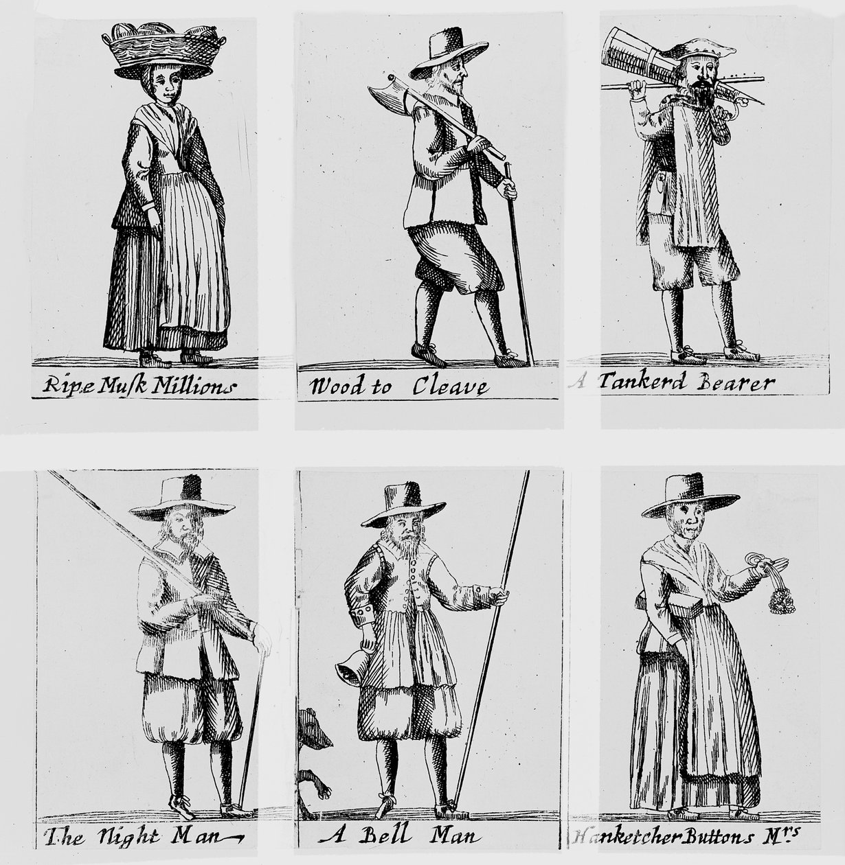 The Cryes of London, 1655 av English School