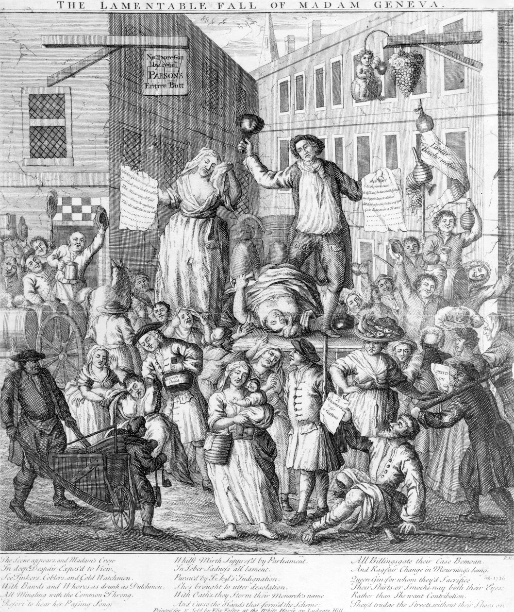 Madame Genèves beklagelige fall, 1736 av English School