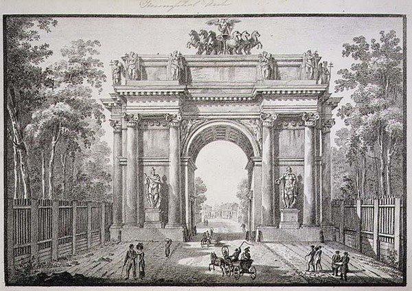 Narva-portene, St. Petersburg (litho) av English School