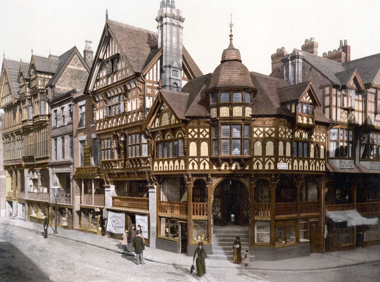 The Rows, Chester (håndfarget bilde) av English School