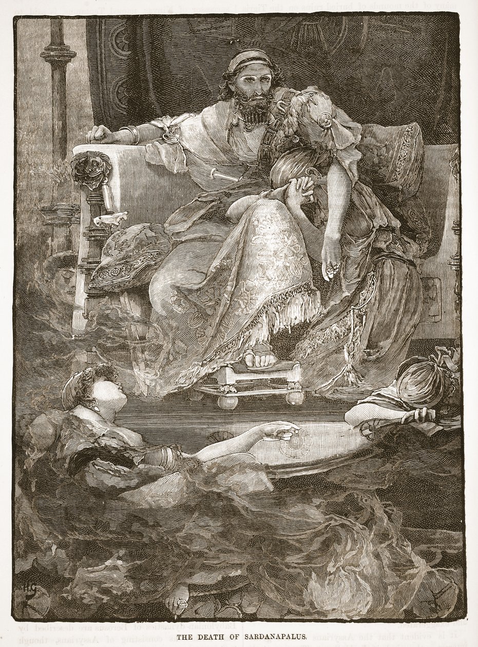 Sardanapalus død av English School