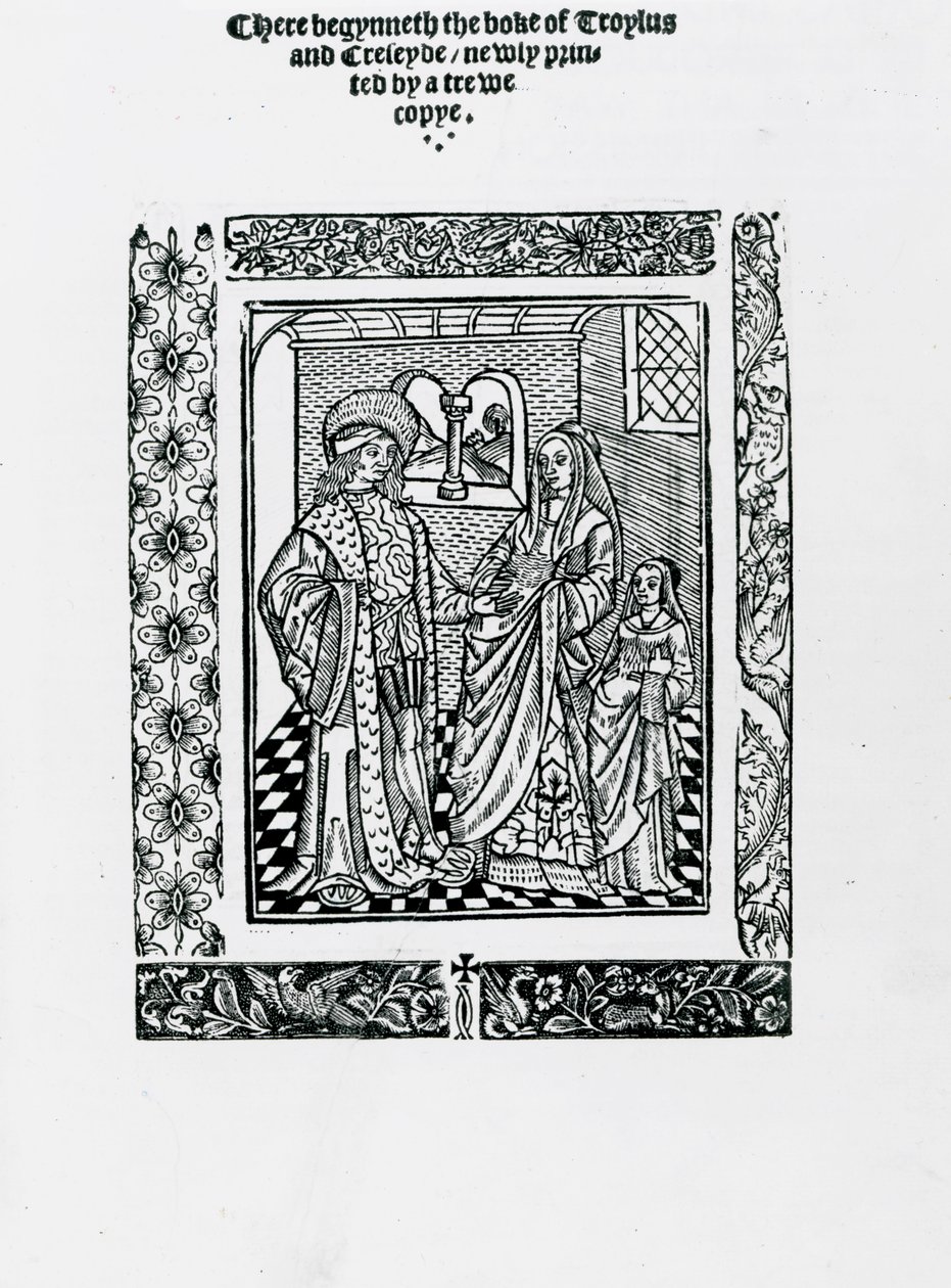 Troylus and Creseyde by Geoffrey Chaucer (woodcut) av English School