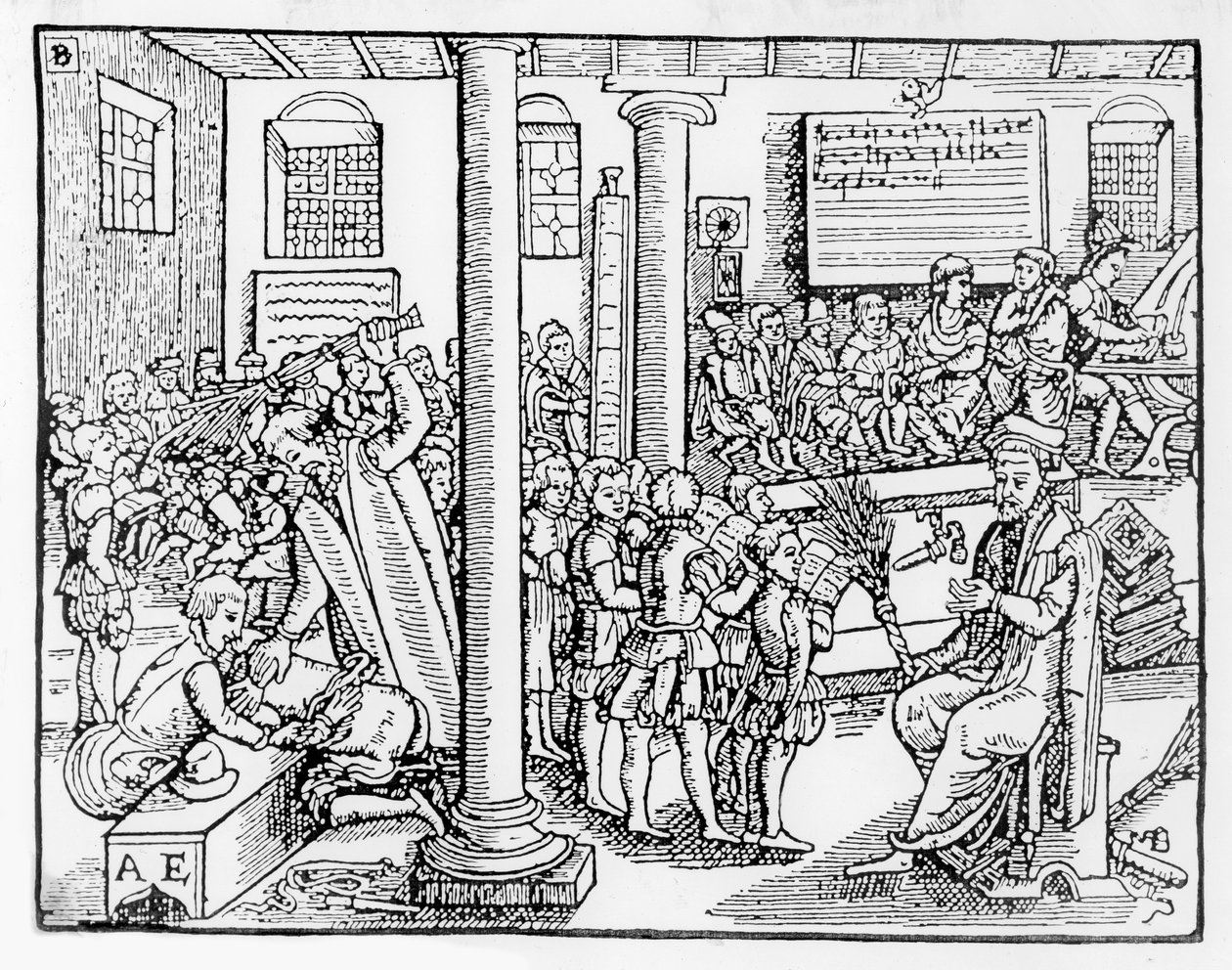 Tudor grammatikkskole (tresnitt) av English School