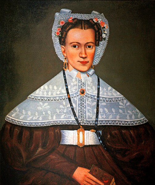 Mrs. Pearce, ca. 1835 (olje om bord) av Erastus Salisbury Field