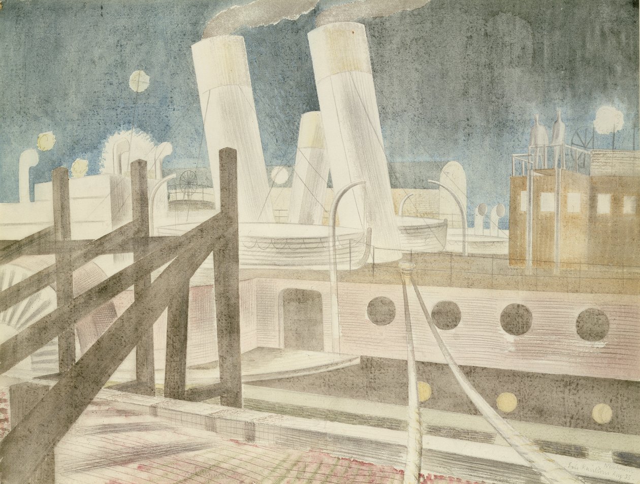 Brighton Queen at Night, 1935 (blyant og wc på papir) av Eric Ravilious