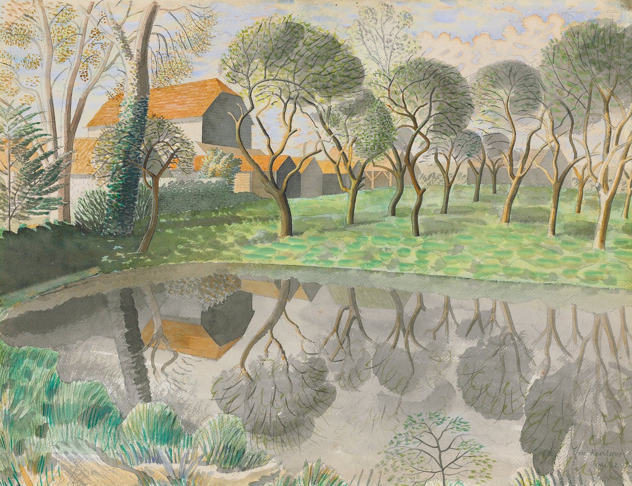 Newt Pond, 1932 av Eric Ravilious