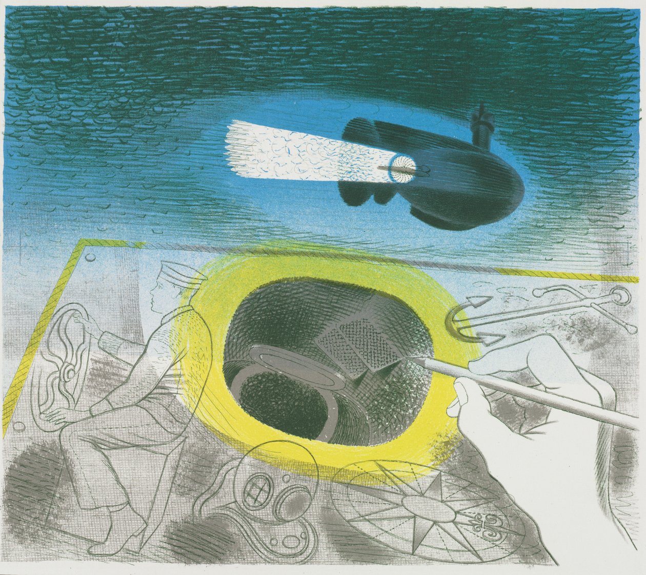 Submarine Series: Introductory Lithograph av Eric Ravilious