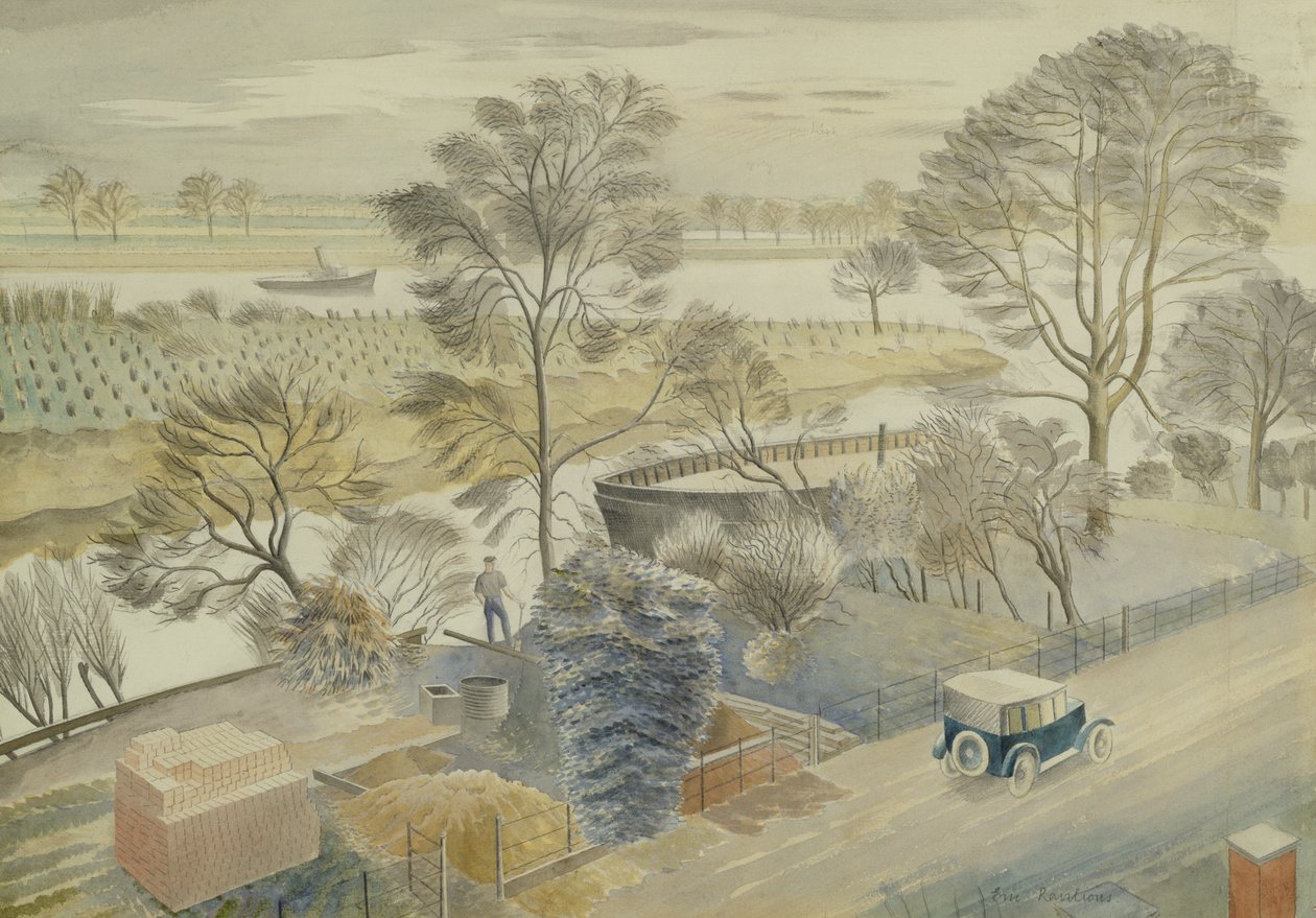 Themsen ved Hammersmith av Eric Ravilious