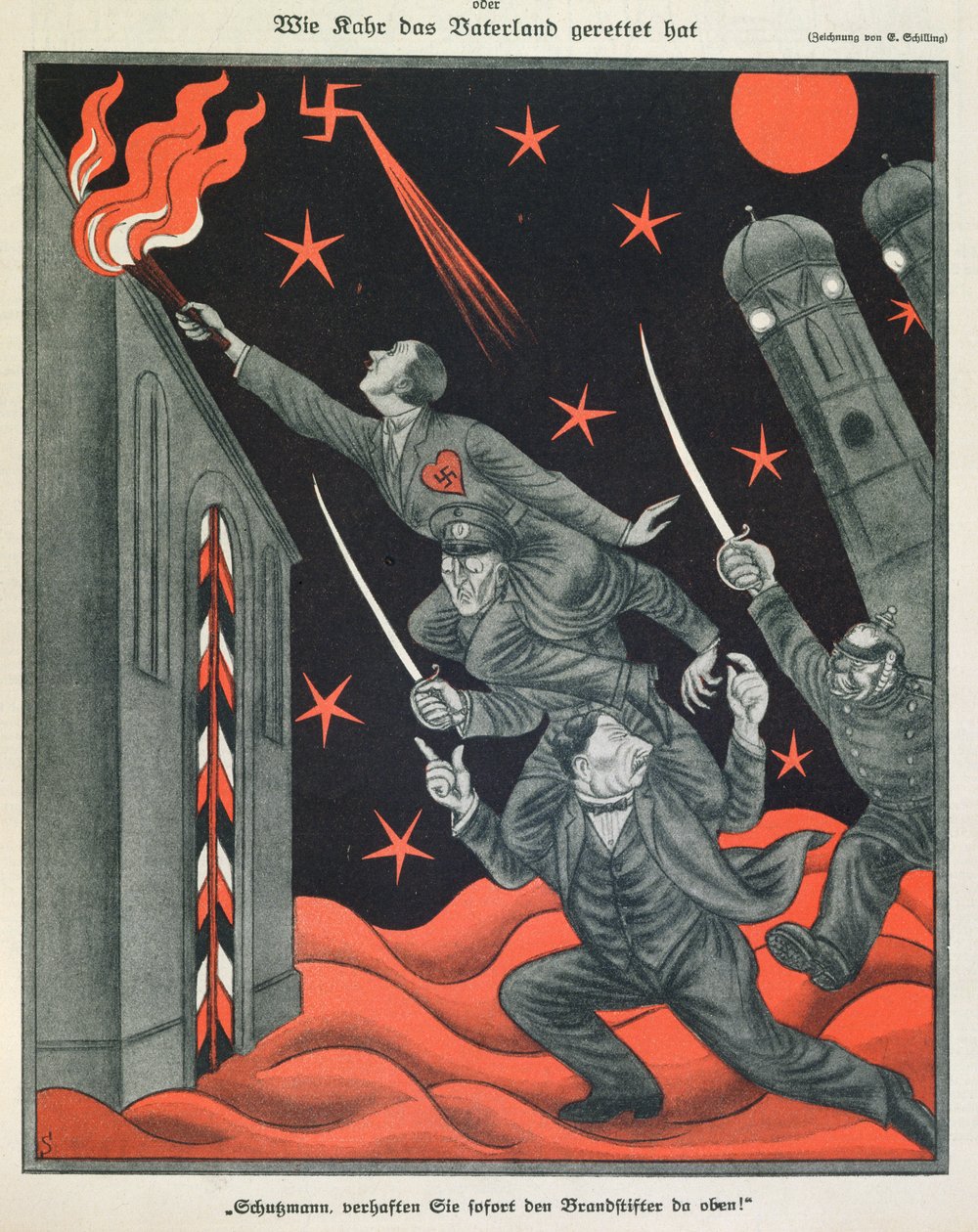'The Progression of Hitler', illustrasjon fra Simplicissimus av Erich Schilling