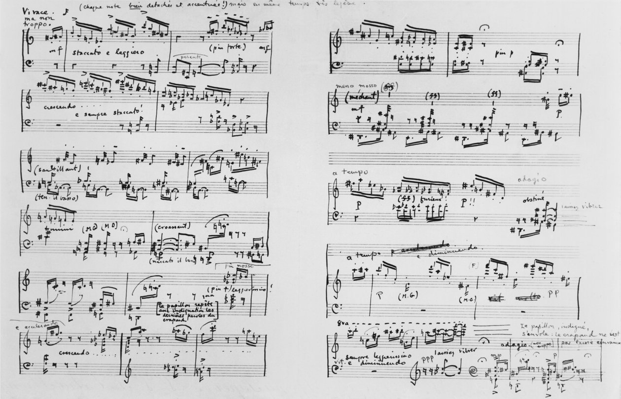 Score (penn og blekk på papir) av Erik Satie