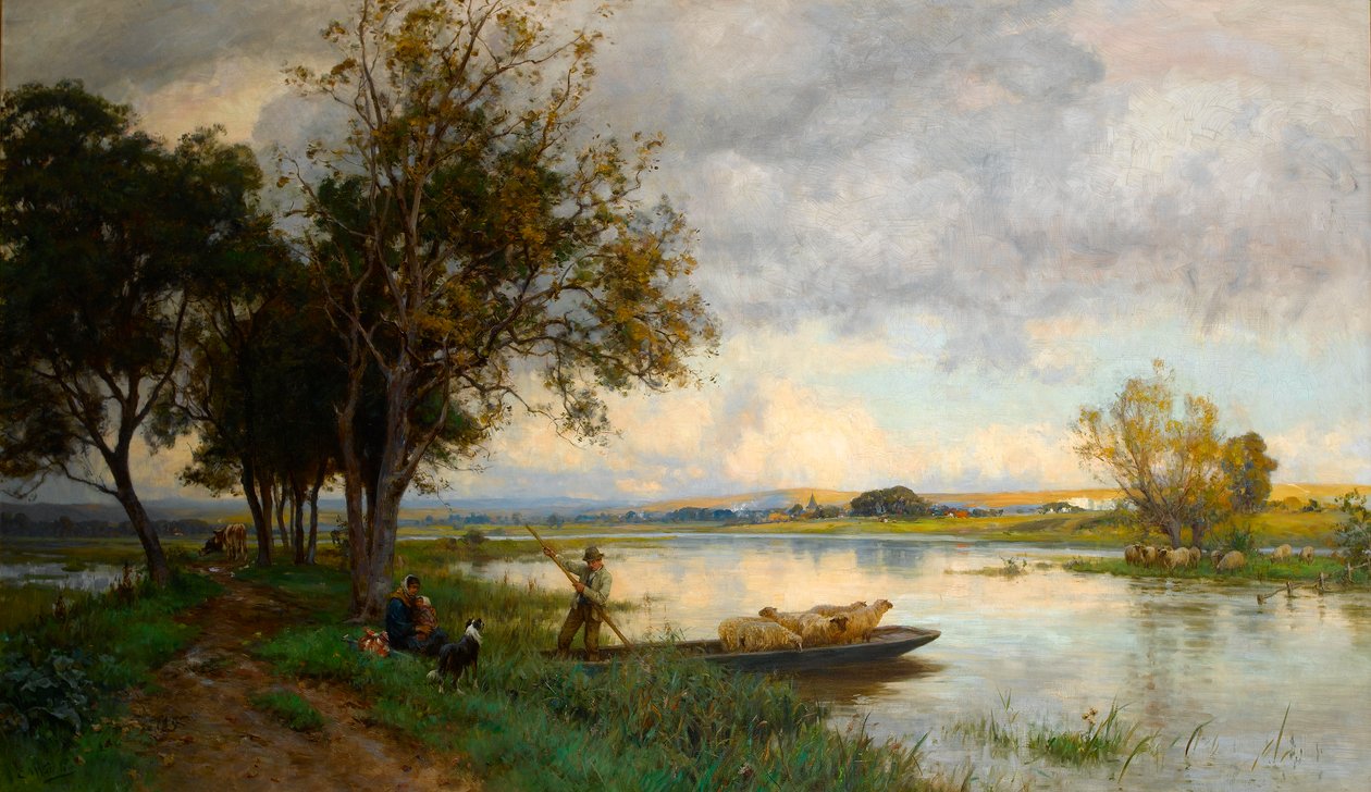 Høstflom ved Bury, Sussex, ca. 1897 av Ernest Albert Waterlow