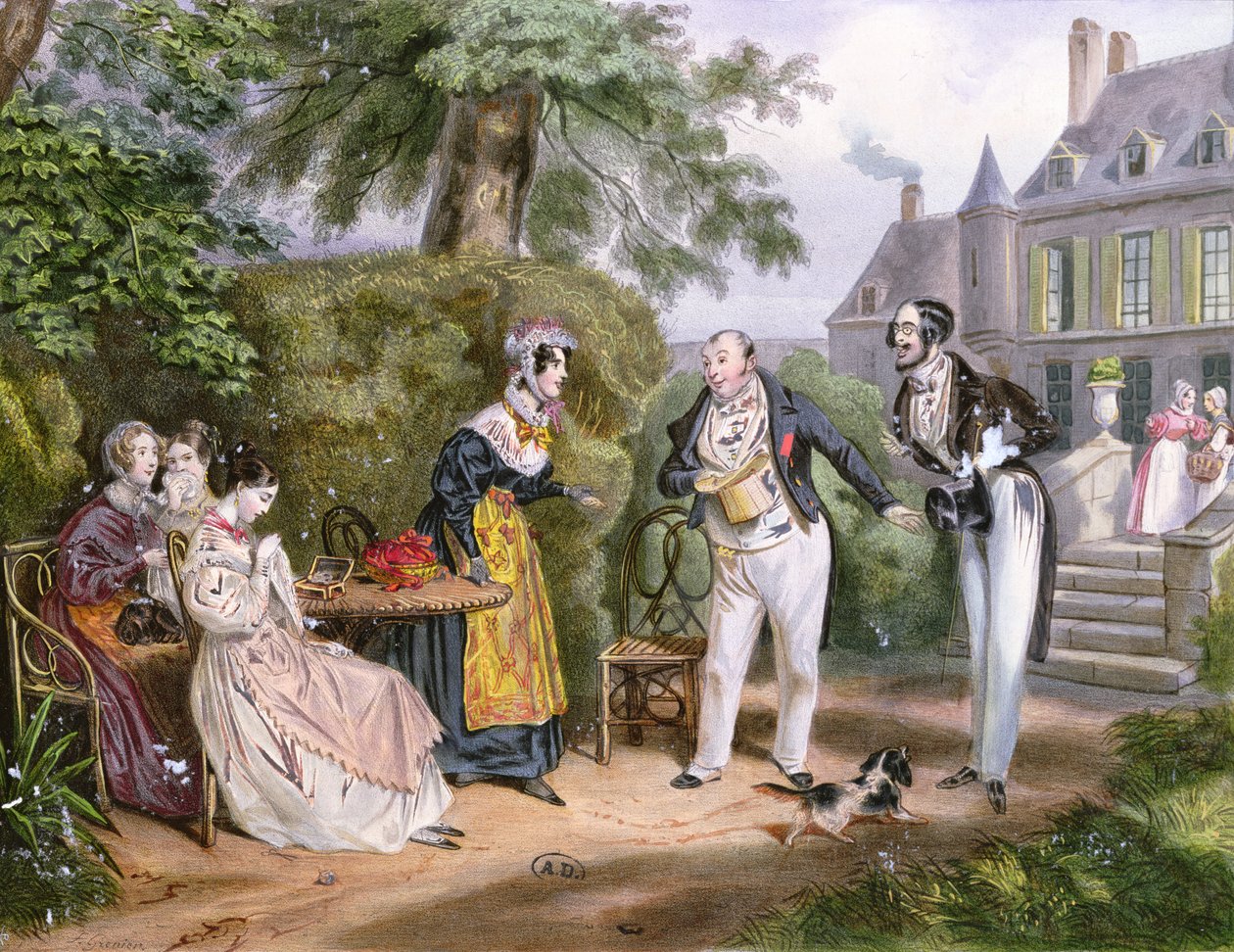 Introduksjon av en parisisk frier (farget litho) av Ernest Grenier