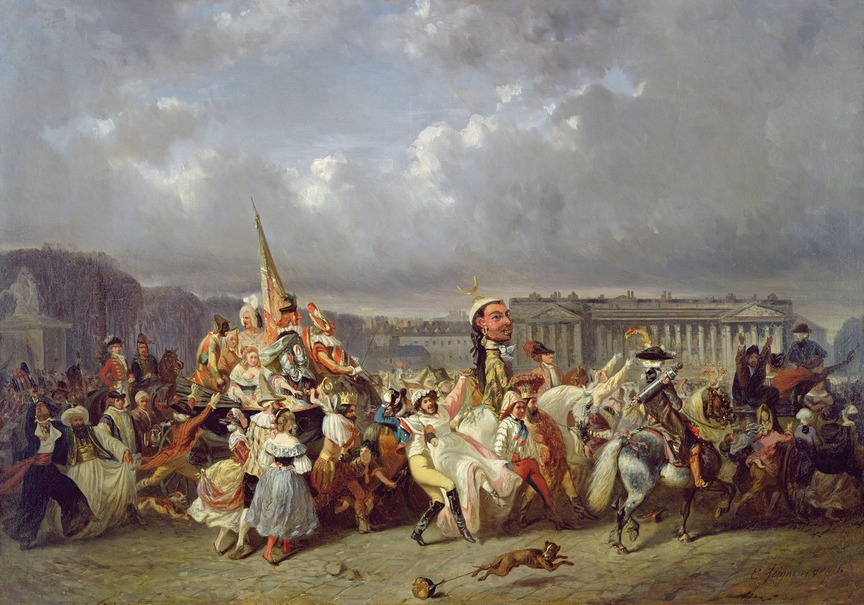 Karneval på Place de la Concorde, Paris, ca. 1845 av Ernest Seigneurgens