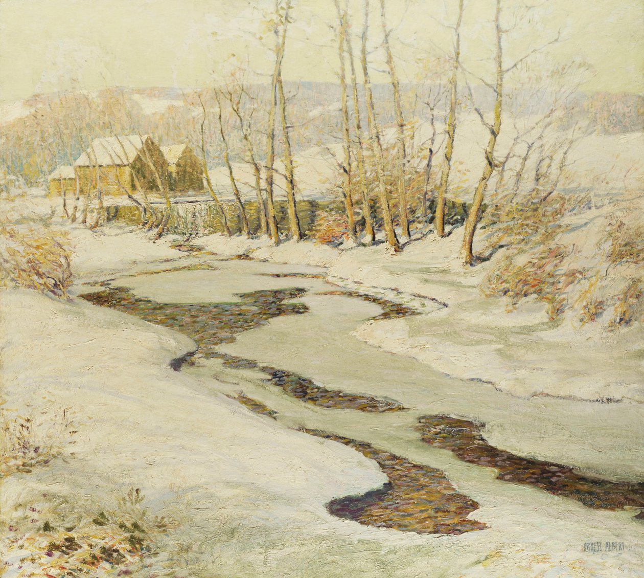The Mill Stream (olje på masonitt) av Ernest Albert