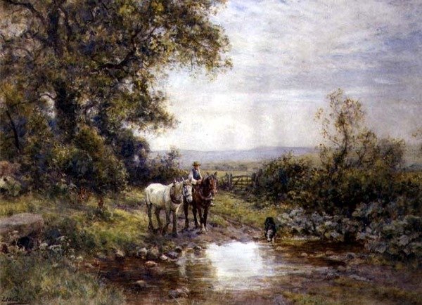 Hester ved en bekk av Ernest Albert Waterlow