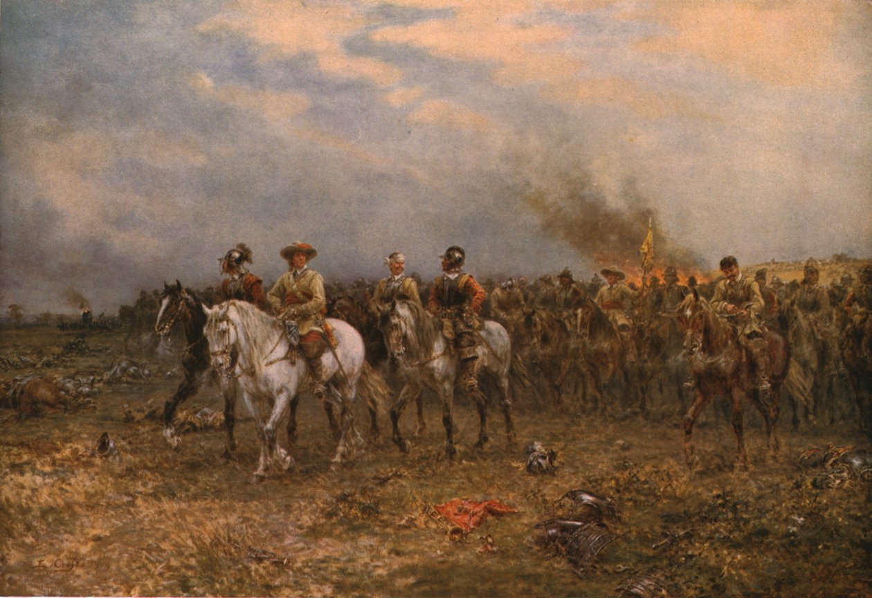 Cromwell ved Marston Moor, 1909, c1930. av Ernest Crofts