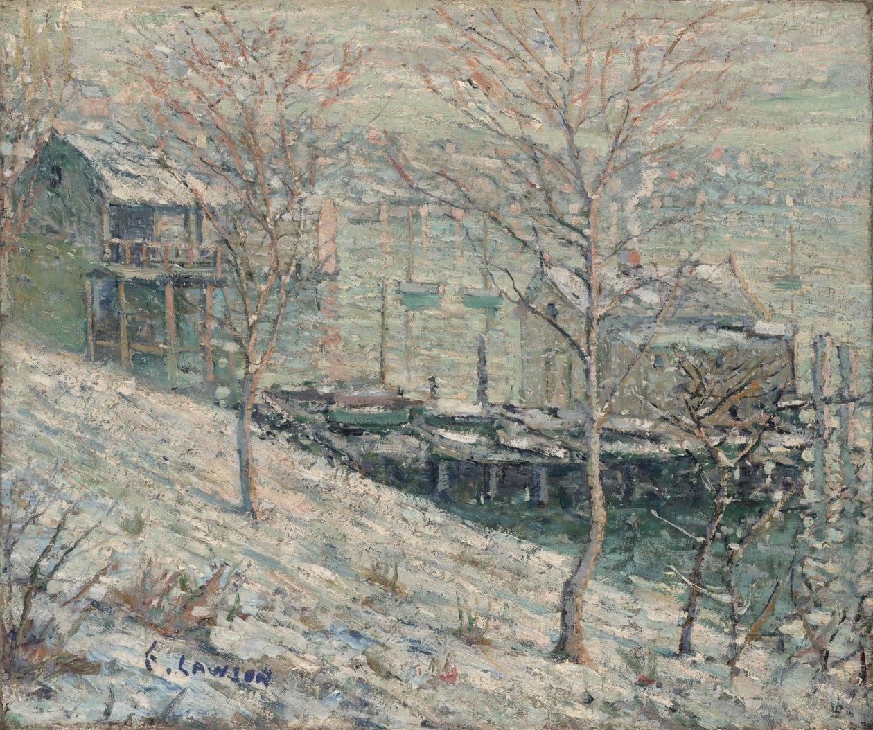 Harlem River Vinterscene, ca. 1910 av Ernest Lawson