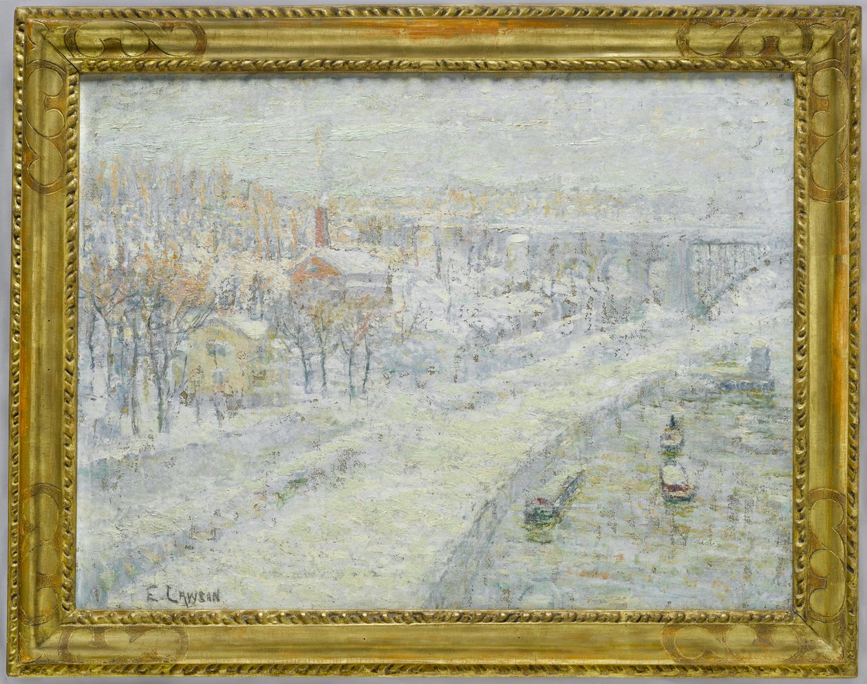 Vinterlandskap - Washington Bridge, ca. 1907-10 av Ernest Lawson