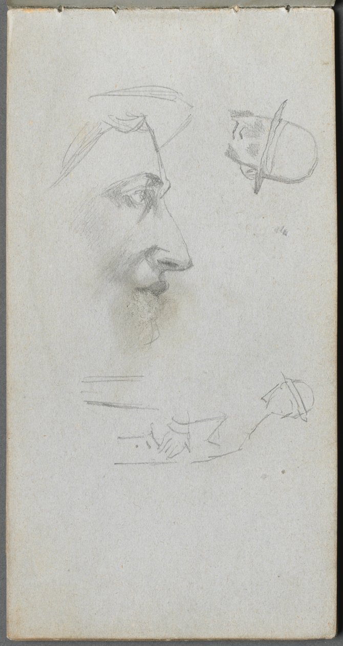 Skissebok, side 14: Figurer. av Jean Louis Ernest Meissonier