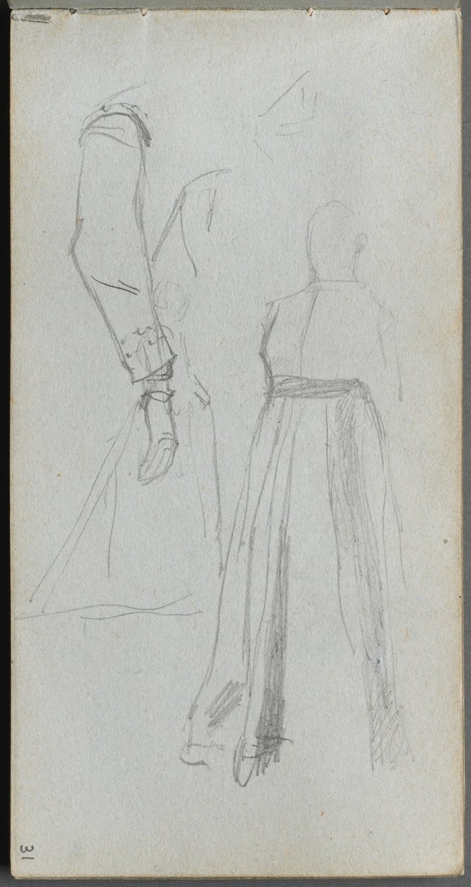 Skissebok, side 31: Studie av figurer. av Jean Louis Ernest Meissonier