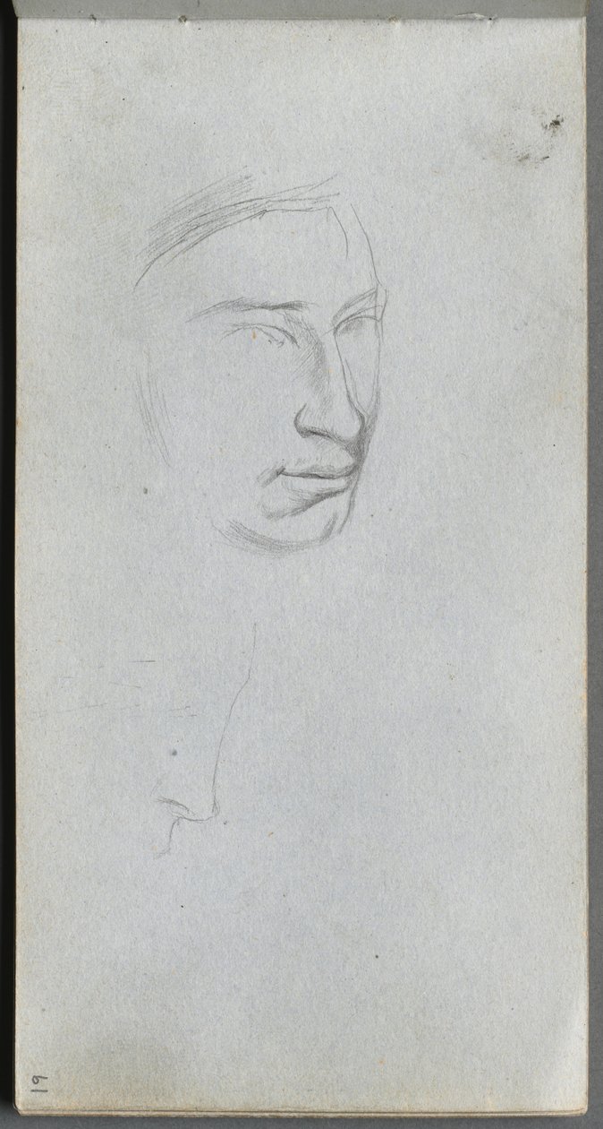 Skissebok, side 61: Ansikt, 34 se profil. av Jean Louis Ernest Meissonier