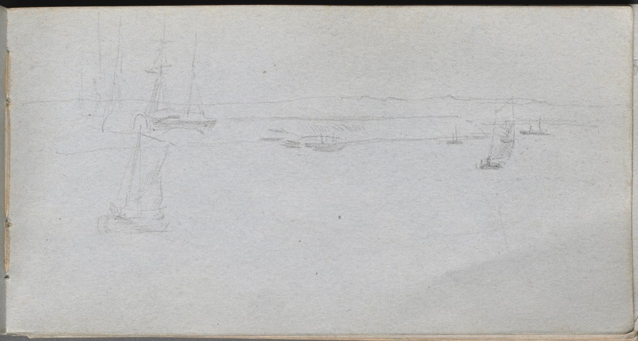 Skissebok, side 94: Havlandskap. av Jean Louis Ernest Meissonier