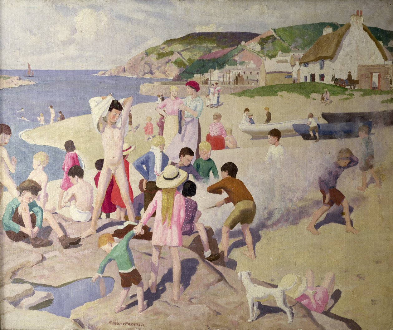Strandscene, ca. 1925 av Ernest Procter