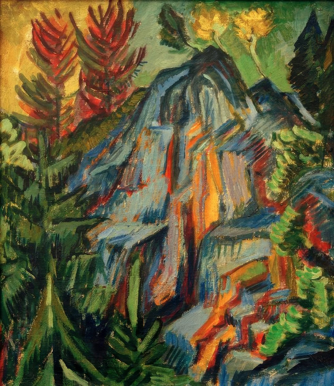 Landskap med blå steiner og foss av Ernst Ludwig Kirchner