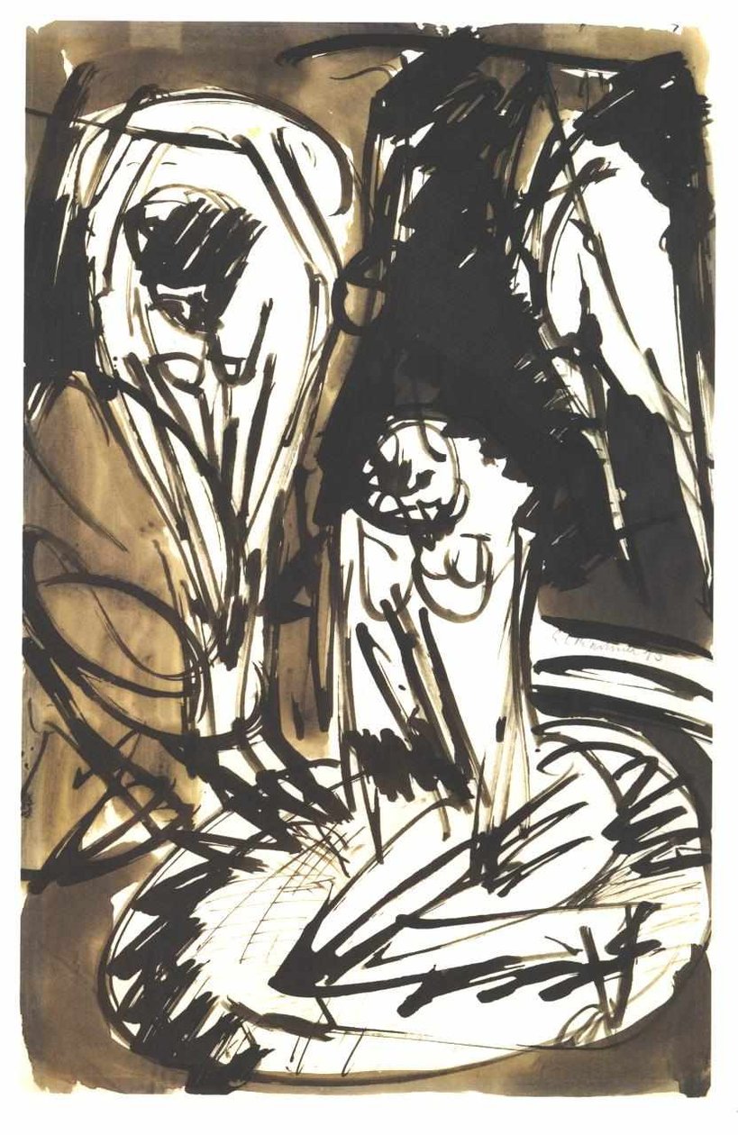 To jenter som bader i badekaret av Ernst Ludwig Kirchner