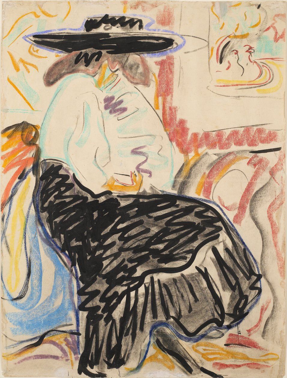 Sittende kvinne i studioet av Ernst Ludwig Kirchner
