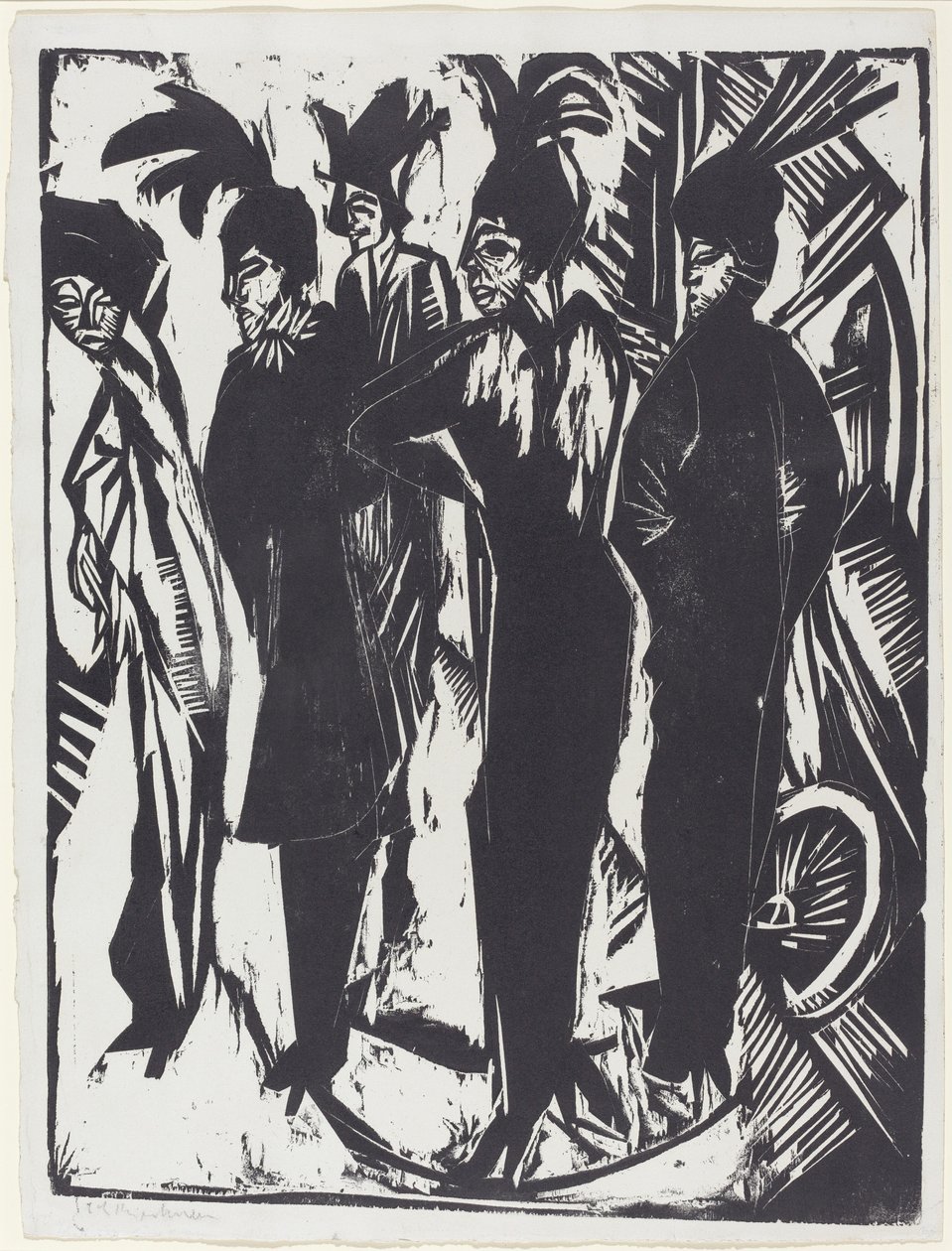Fem kvinner på gaten, 1914. av Ernst Ludwig Kirchner