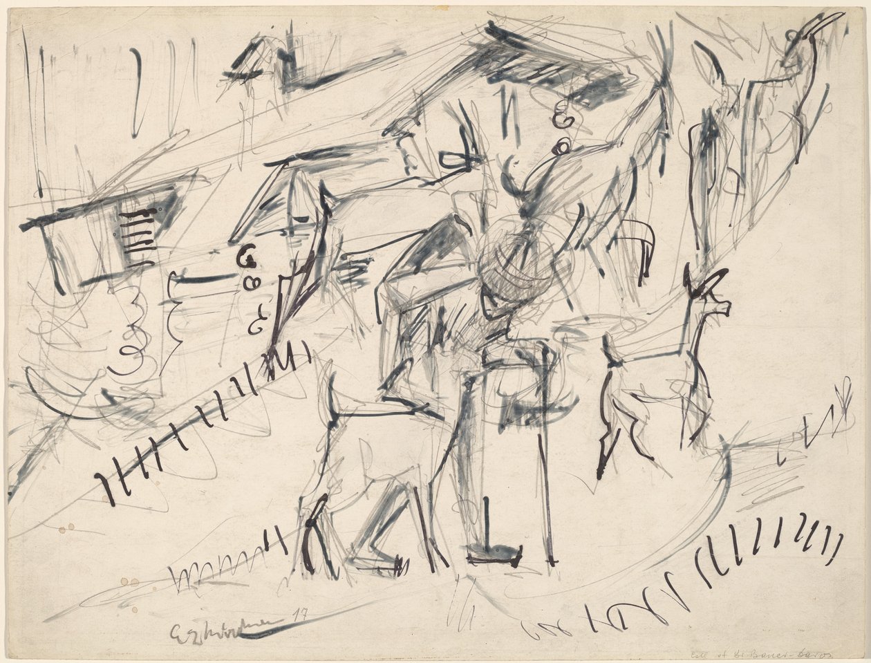 Geitegjeter med geiter, 1917. av Ernst Ludwig Kirchner