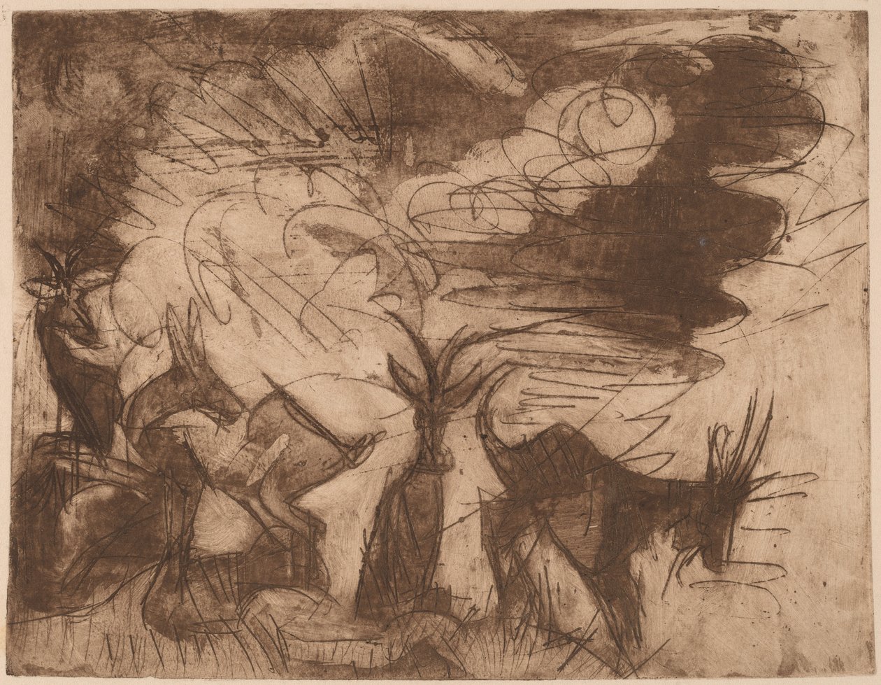 Geiter og skyer, 1919. av Ernst Ludwig Kirchner